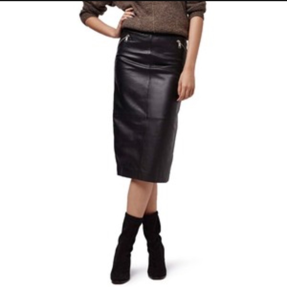 Topshop Black Leather Skirt