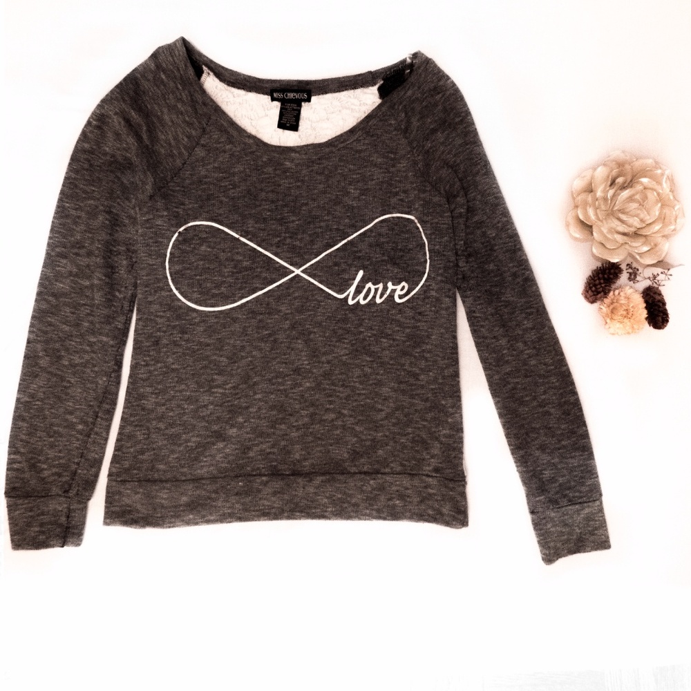 Miss Chievous Infinity Love Grey Sweater