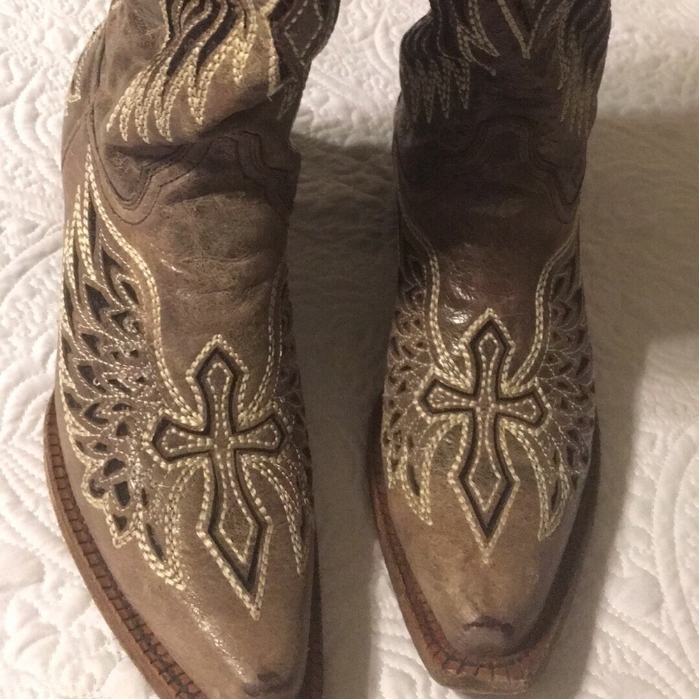 Corral cross boots tan brown Sz 7.5 M