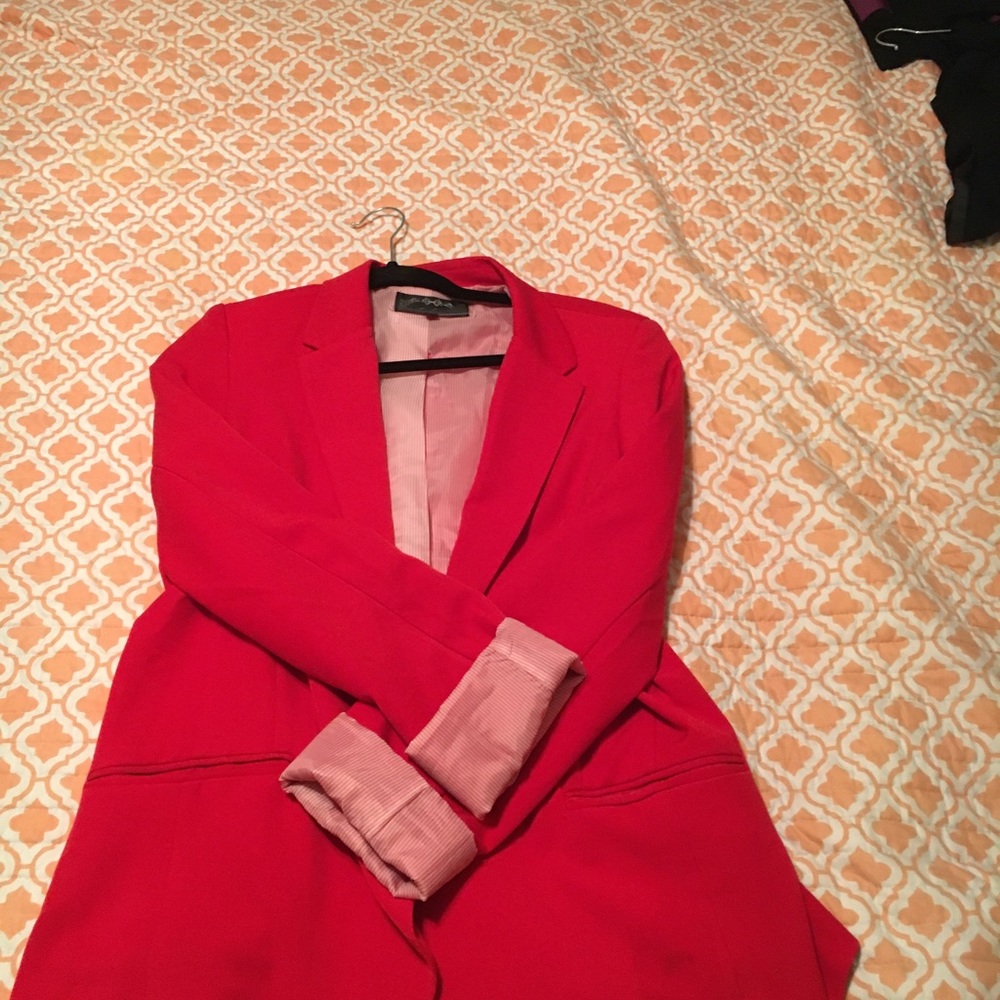 Red single button blazer