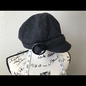 Grey wool newsboy hat