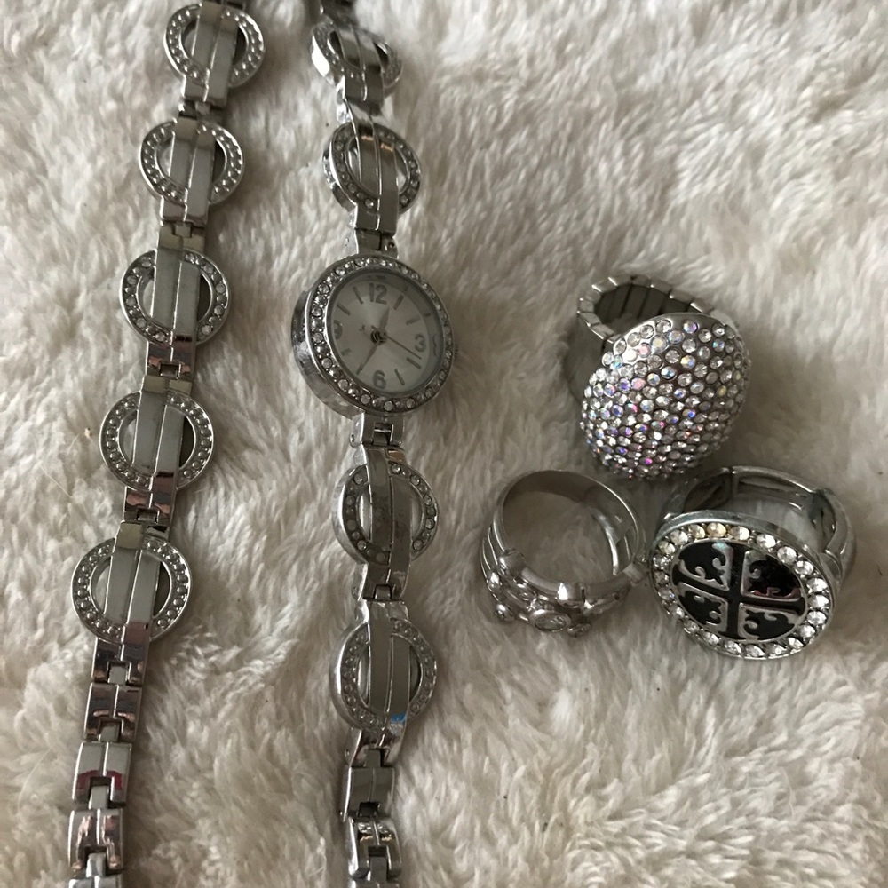 Watch and silver jewelry bundle