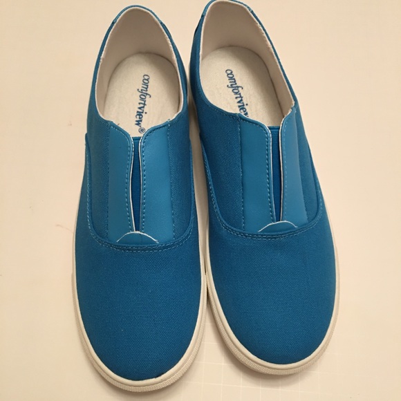 New Ladies Faux Leather Trim Slip-on Sneakers - Picture 2 of 5