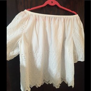 GAP OFF SHOULDER EYELET TOP