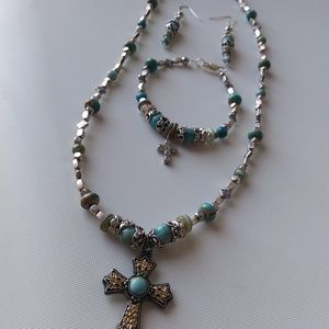 Turquoise Of Christ Bracelet, Earrings, Necklace