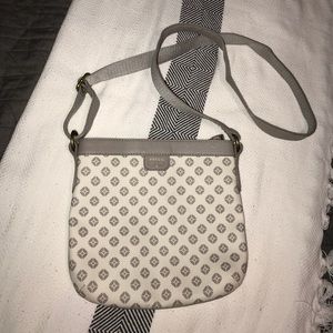 Fossil gray and white crossbody purse