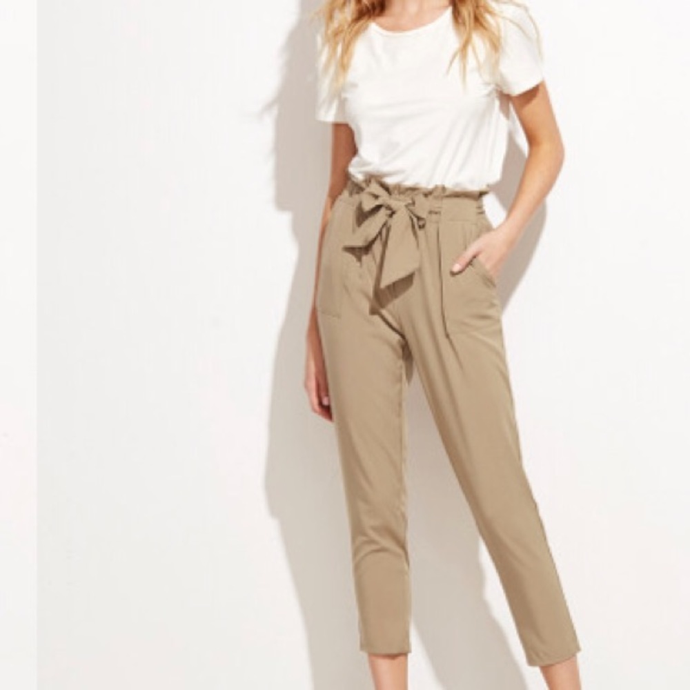 Khaki high waisted peg pants
