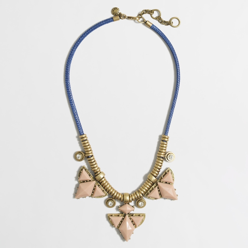 J CREW CORDED TRIANGLE STONE NECKLACE NWOT