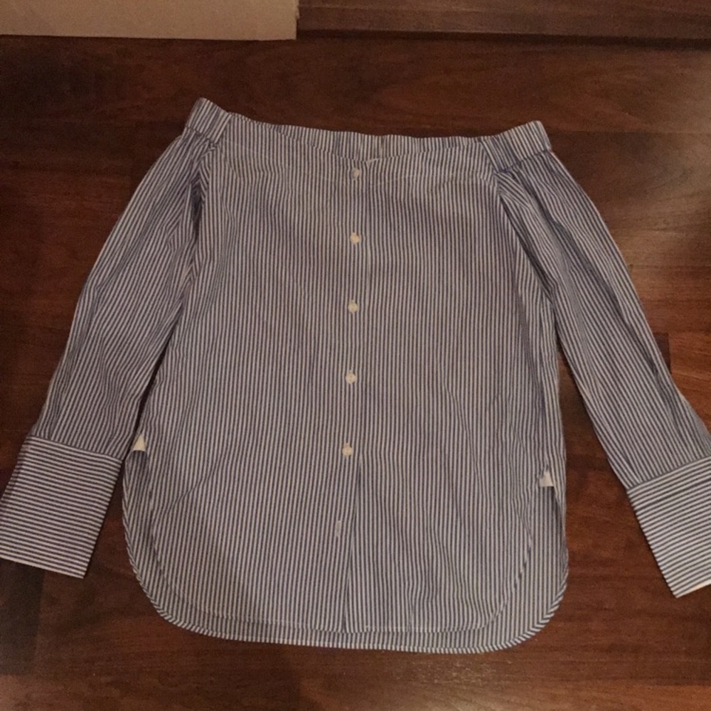 Rag and Bone Blue and White off the shoulder