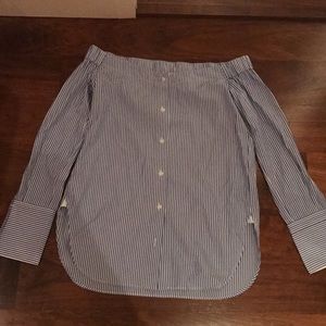 Rag and Bone Blue and White off the shoulder