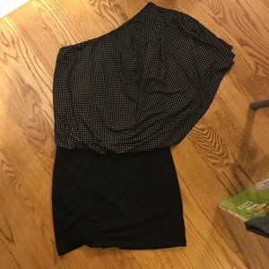 Black dress w Swiss dot top
