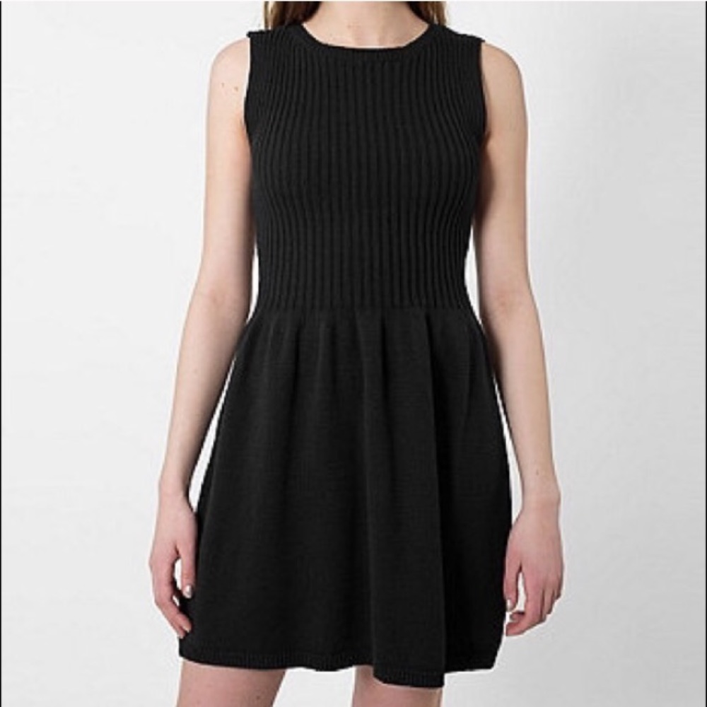 american apparel ribbed knit dress black XS S