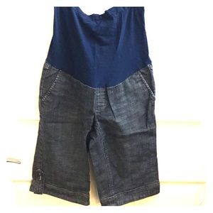 Maternity jean knee shorts