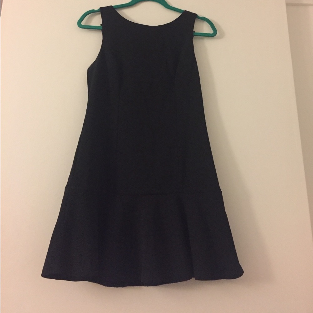 Short Black Dropwaist Dress with Bow