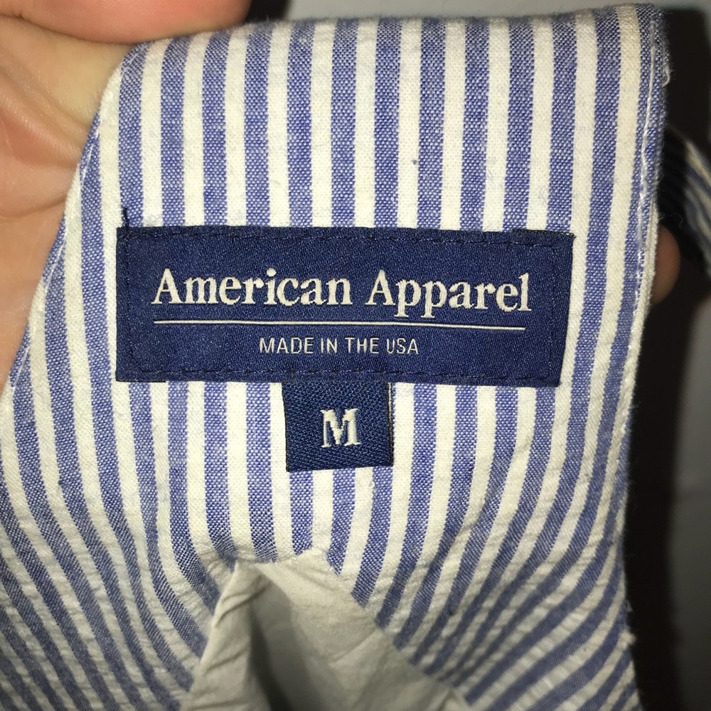 AMERICAN APPAREL MED Button Back Seersucker Dress