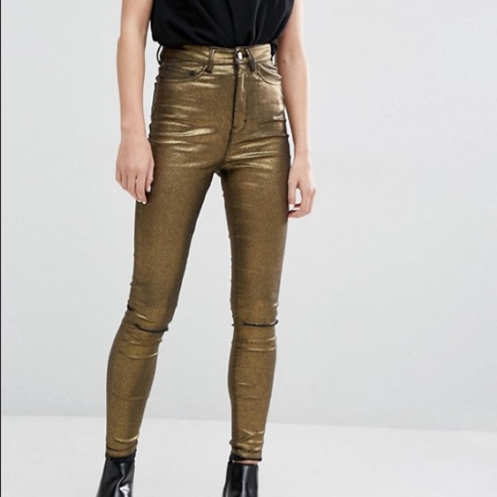 Waven high waist metallic gold skinny jean