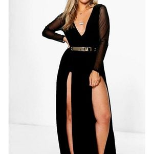 Karina plunge split maxi dress
