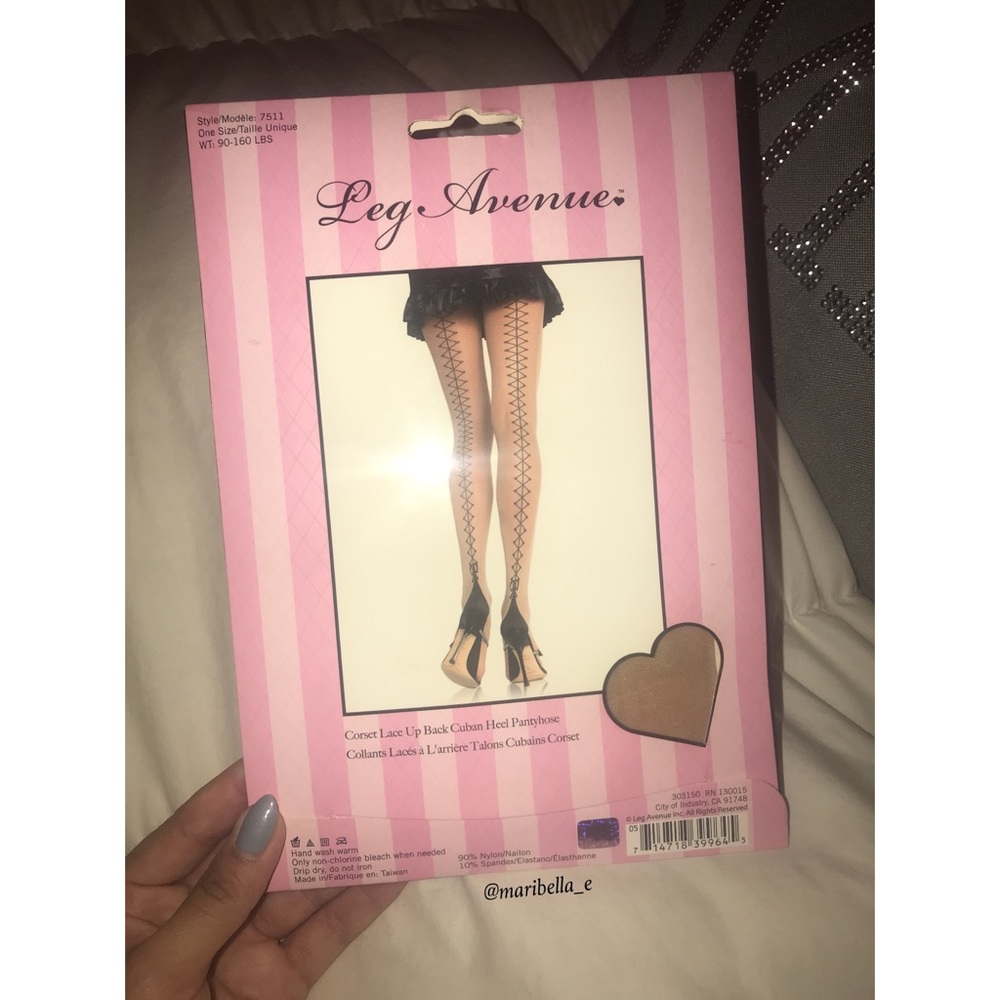 Corset lace up back Cuban heel shoe pantyhose