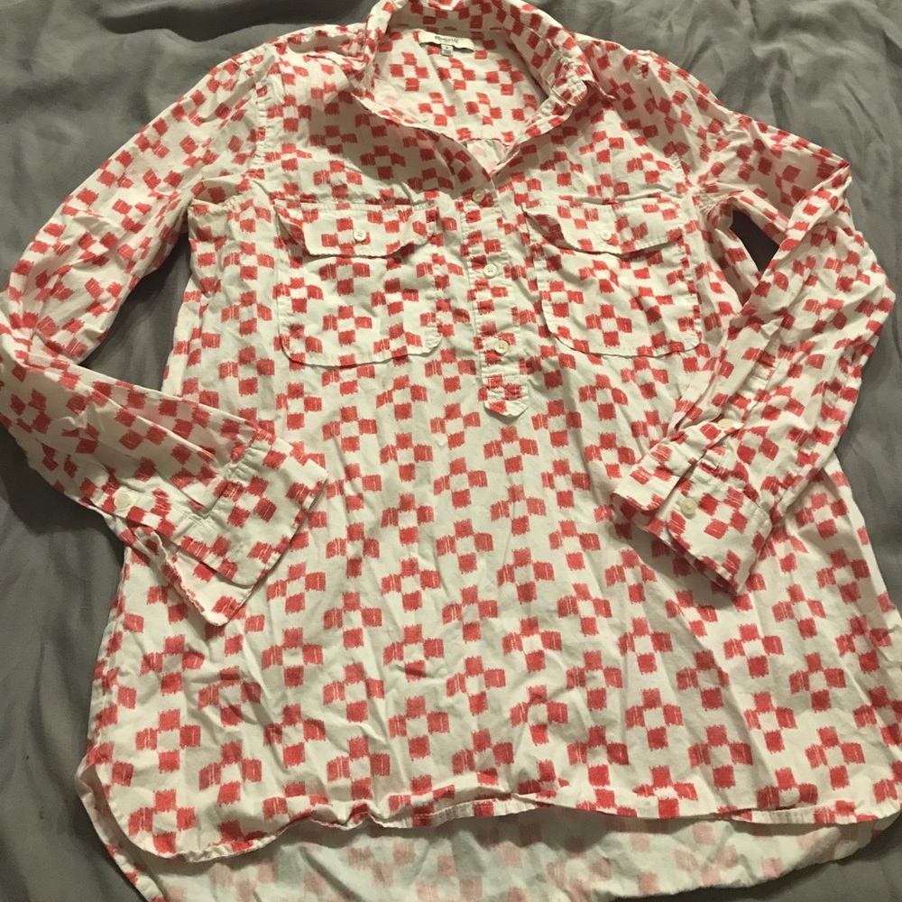 Madewell quarter button tunic top shirt