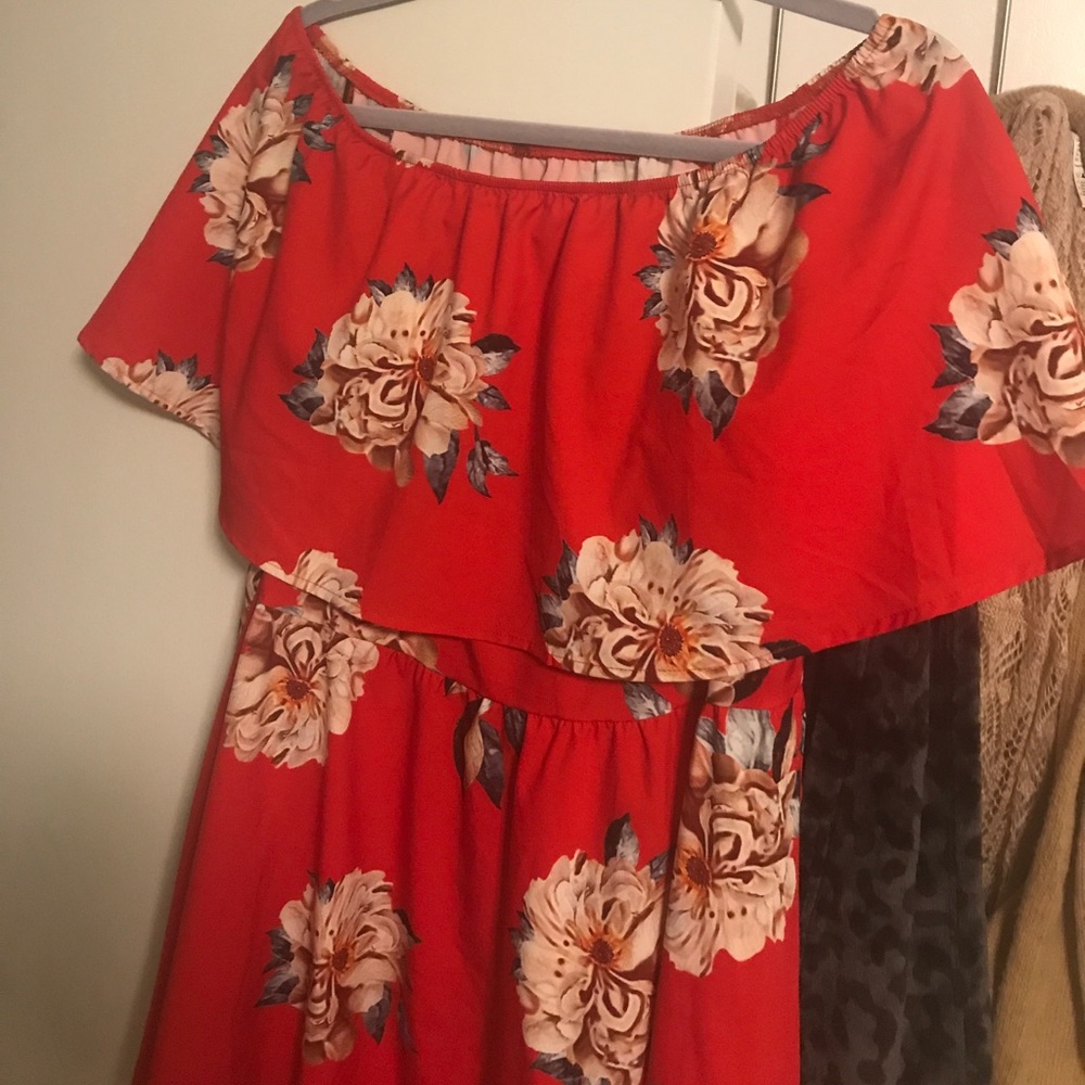 Off the shoulder- red mini
