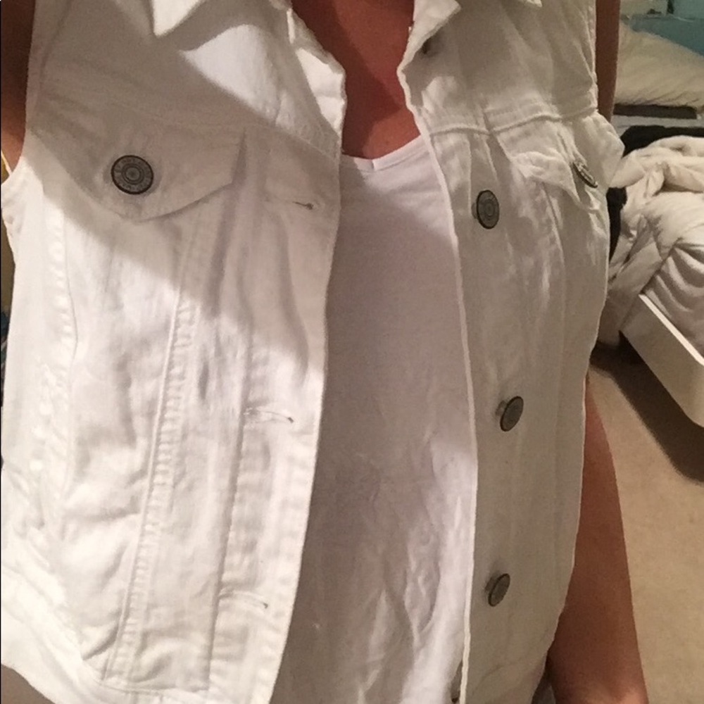 white jean vest