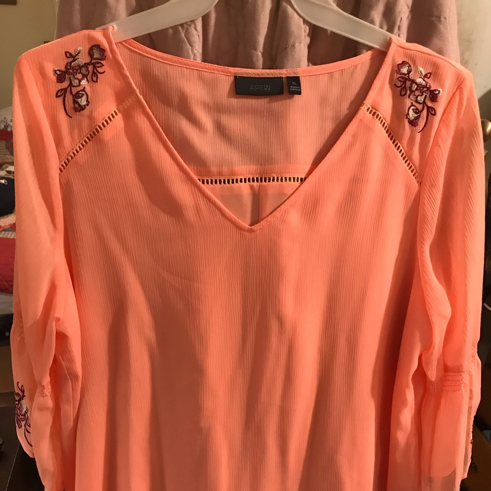 Orange bell style sleeves beautiful blouse