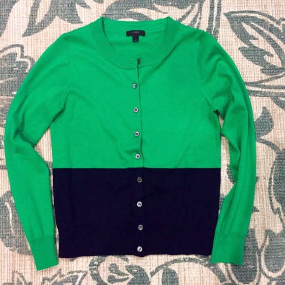 J Crew Sweaters J Crew Tippi Cardigan In Navygreen Colorblock