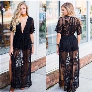 BLACK Maxi Romper Honey Punch