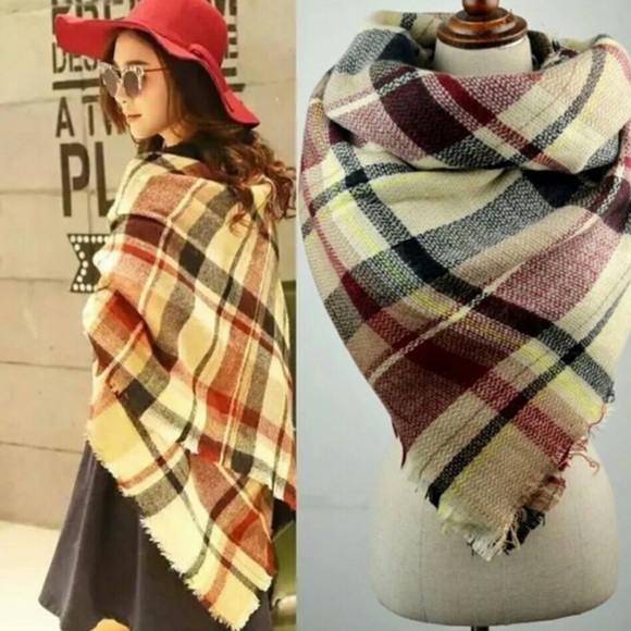 New Tartan Plaid Oversized Blanket Scarf - Picture 3 of 4
