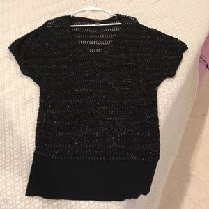 White House black market black and gold knit top.