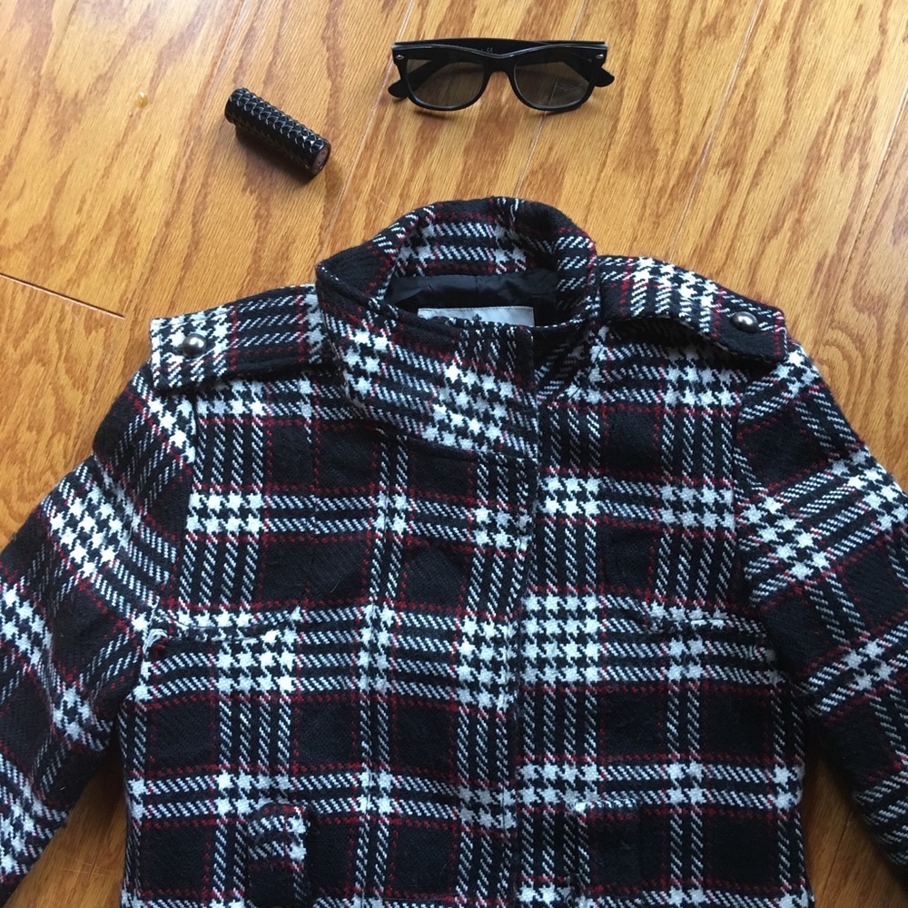 BB Dakota plaid wool trench coat