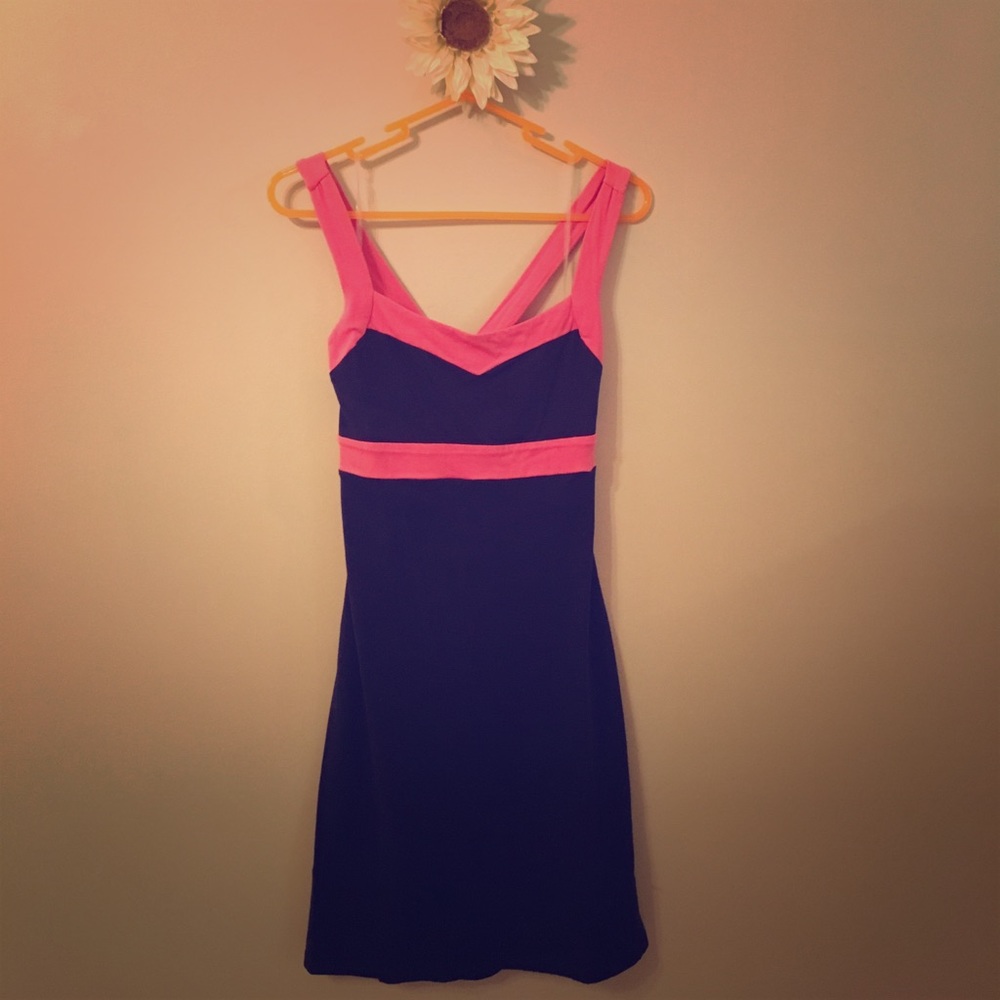 Navy and coral dress