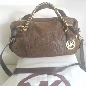RARE MICHAEL KORS  TRISTAN PYTHON-EMBOSSED SATCHE