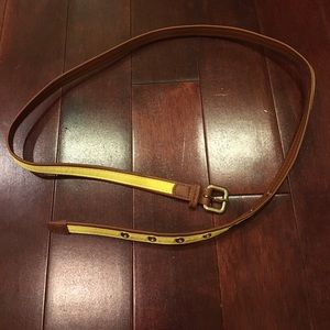 Women’s Brown Yellow ribbon gold buckle belt