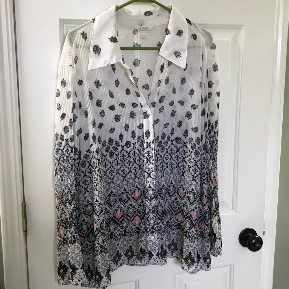 Crinkle sheer blouse