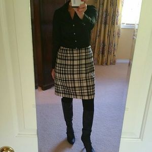 EUC Eddie Bauer Lined, Wool Blend Plaid Skirt
