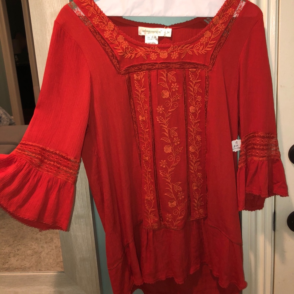 embroidered blouse with lace