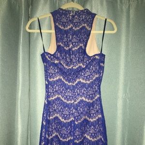 Blue/Nude Crochet Lace Dress (Size S)