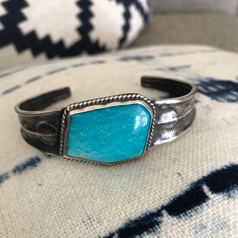 Turquoise and silver cuff