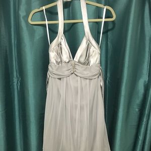 Silver Halter Sheer Elegant Dress