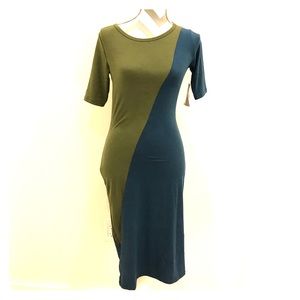 LulaRoe Julia XS - Army Green & Blue