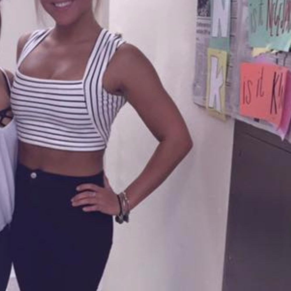 Black and White Striped Crop Top