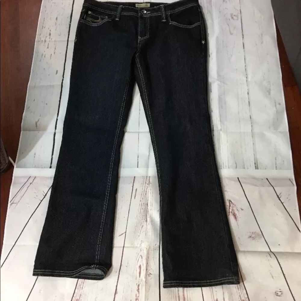 NEW ROCK REVOLUTION DARK JEANS WOMENS BOOTCUT 32