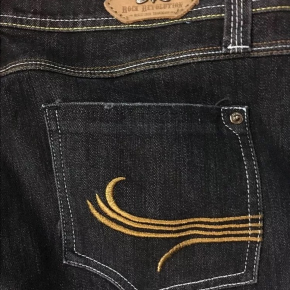 NEW ROCK REVOLUTION DARK JEANS WOMENS BOOTCUT 32 - Picture 8 of 8