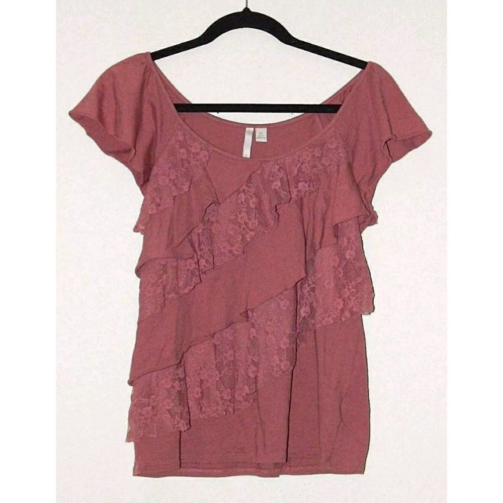 Lauren Conrad Short Sleeve Ruffled Romantic Top