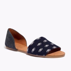 Madewell D'Orsay Flats with Navy Ikat Pattern