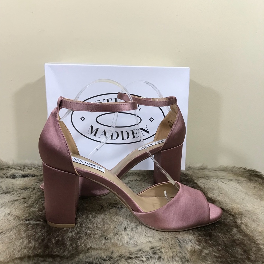 Steve Madden Mirna Blush Satin Heeled Sandal - Picture 2 of 3