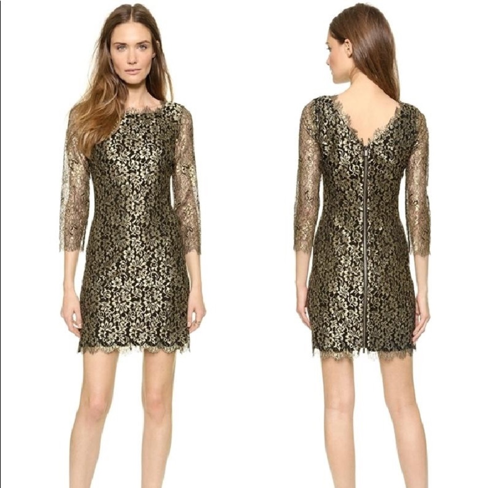 Diane Von Furstenberg Zarita Dress Gold (Holiday)