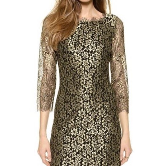 Diane Von Furstenberg Zarita Dress Gold (Holiday) - Picture 2 of 3