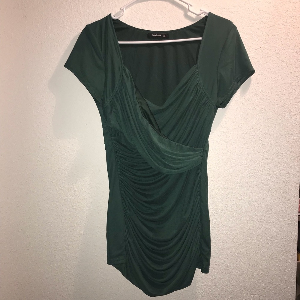 PattyBoutik Green Faux Wrap Top